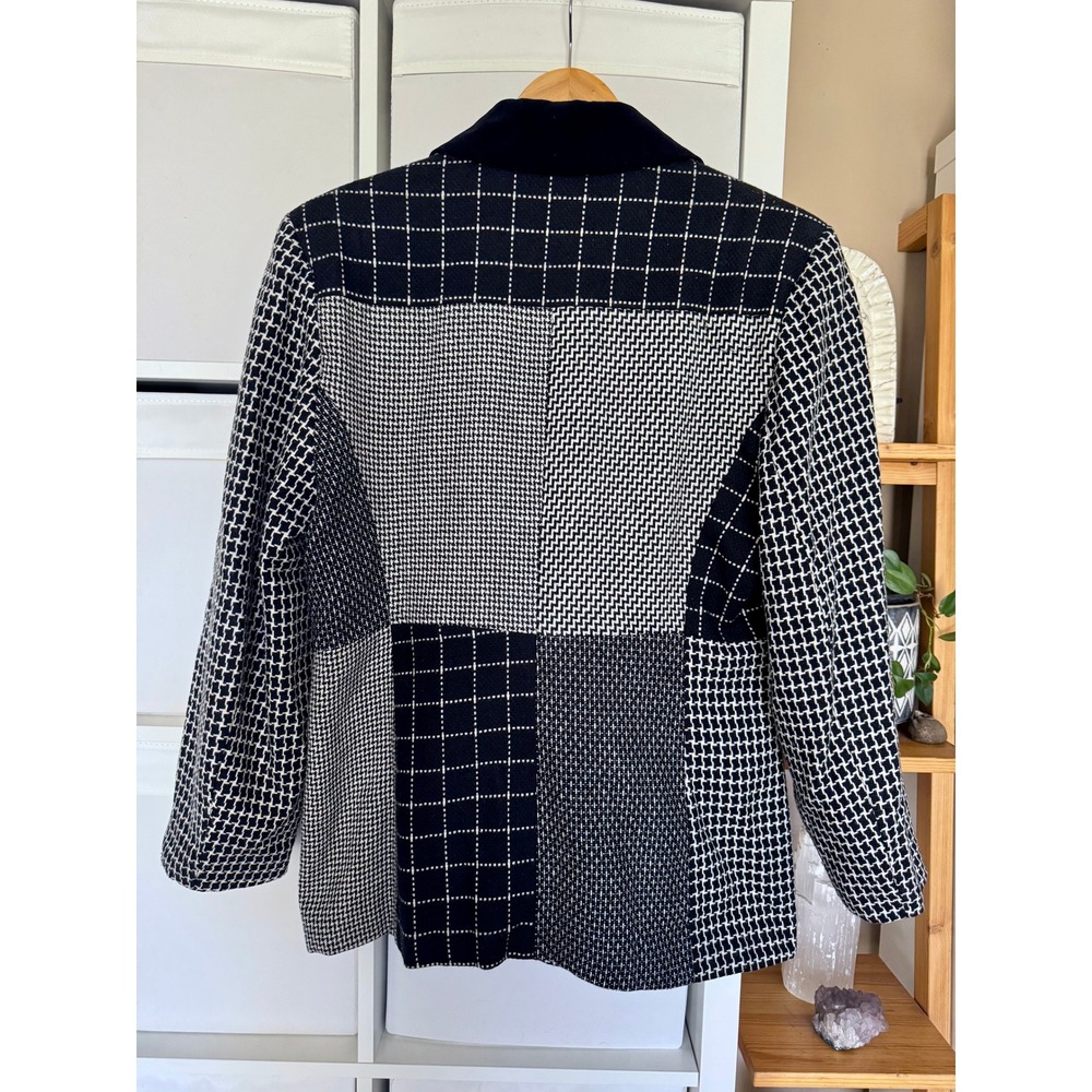 80s/90s Vintage East West Back White Multi Pattern Double Breasted Blazer Large - Picture 7 of 10